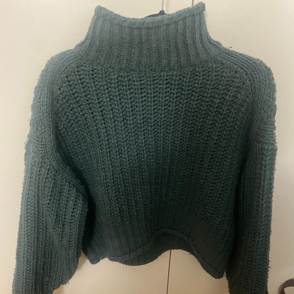 H&M Chunky Knit Turtle Neck Sweater - Teal, Size M